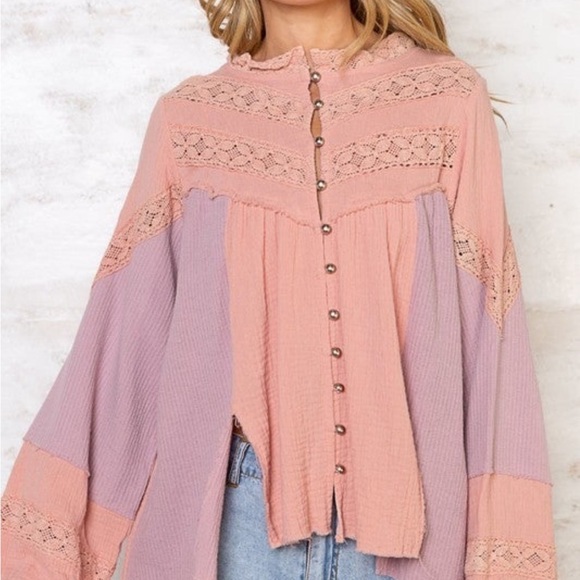 POL beautiful rose mauve and purple button down shirt - Picture 3 of 6